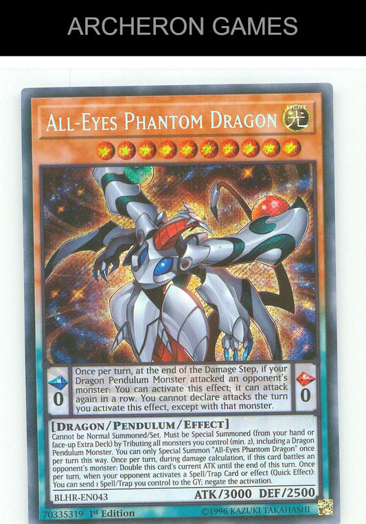 All-Eyes Phantom Dragon SEC YUGIOH Card 1st Edition