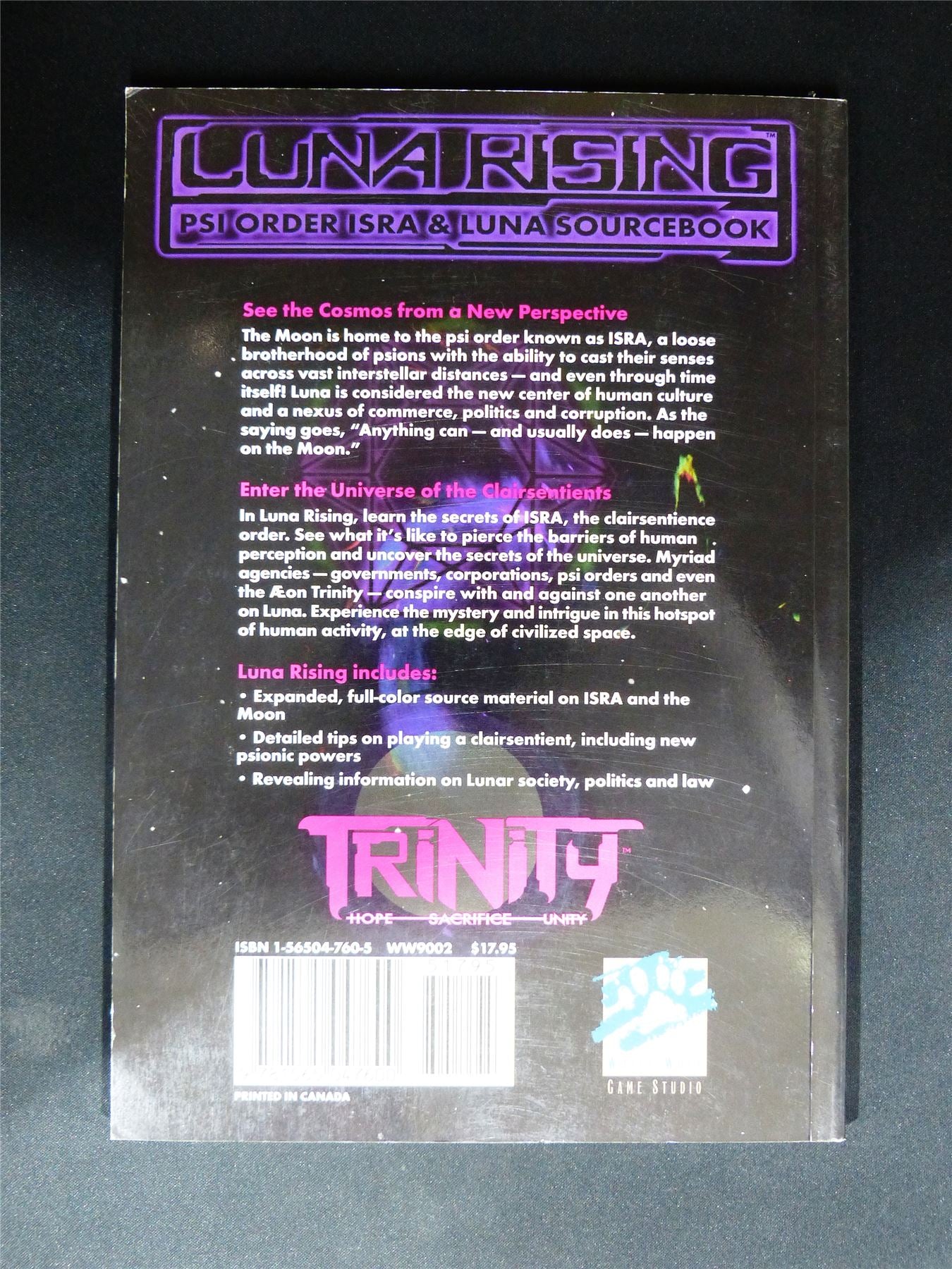 Luna Rising: Psi Order & Luna Sourcebook WW9002 - White Wolf Roleplay Softback #2V1
