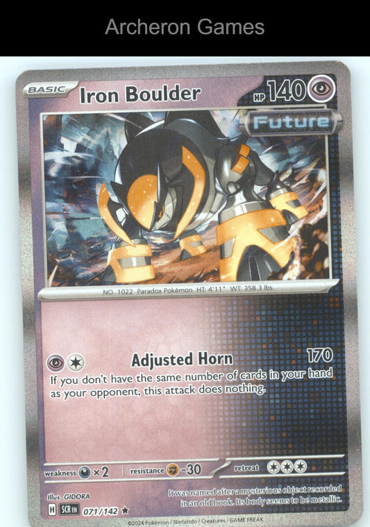 Pokemon Card Iron Boulder SCR 71/142 R Stellar Crown Holo