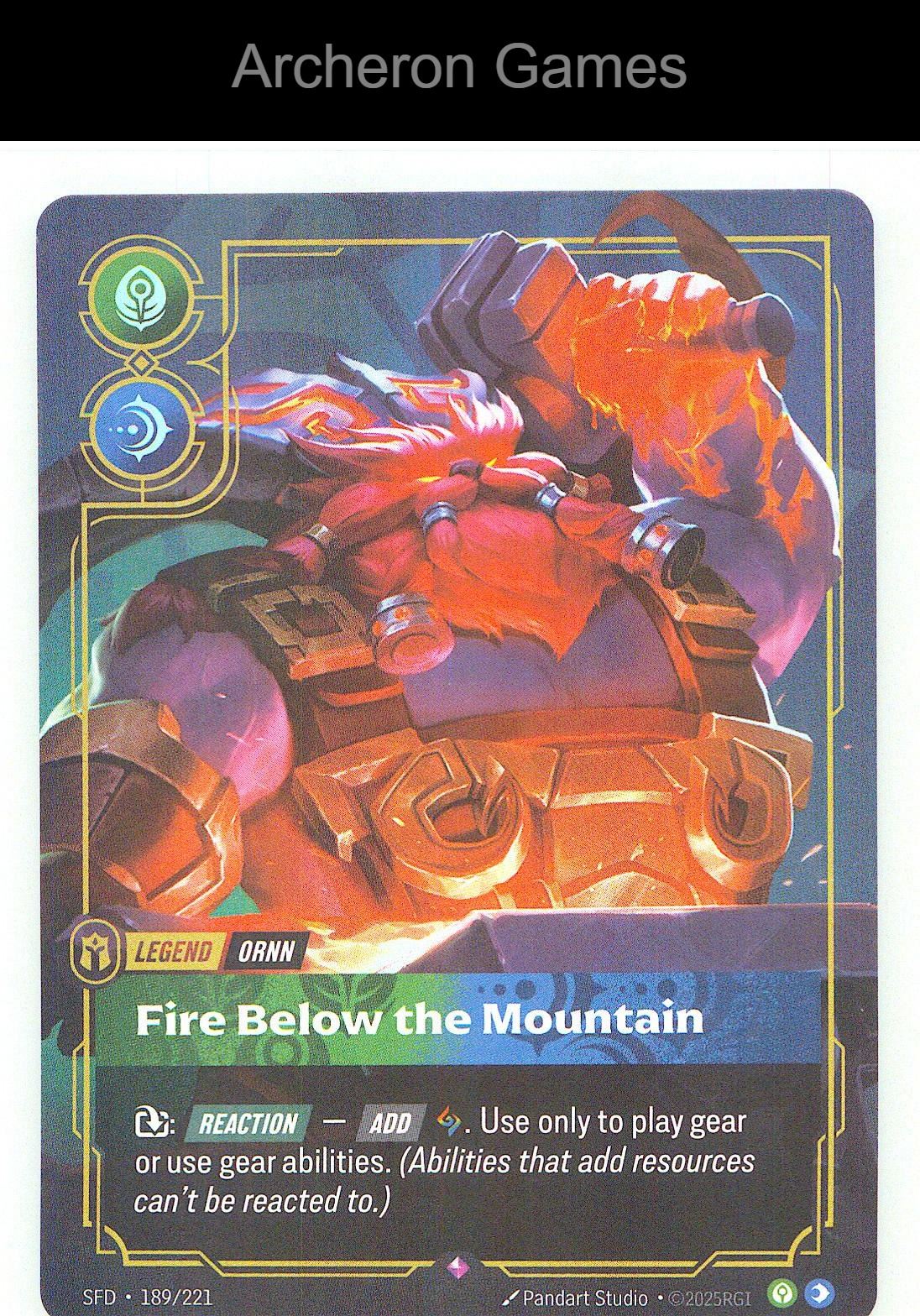 Ornn - Fire Below the Mountain SFD 189/221 R Spiritforged Riftbound Card