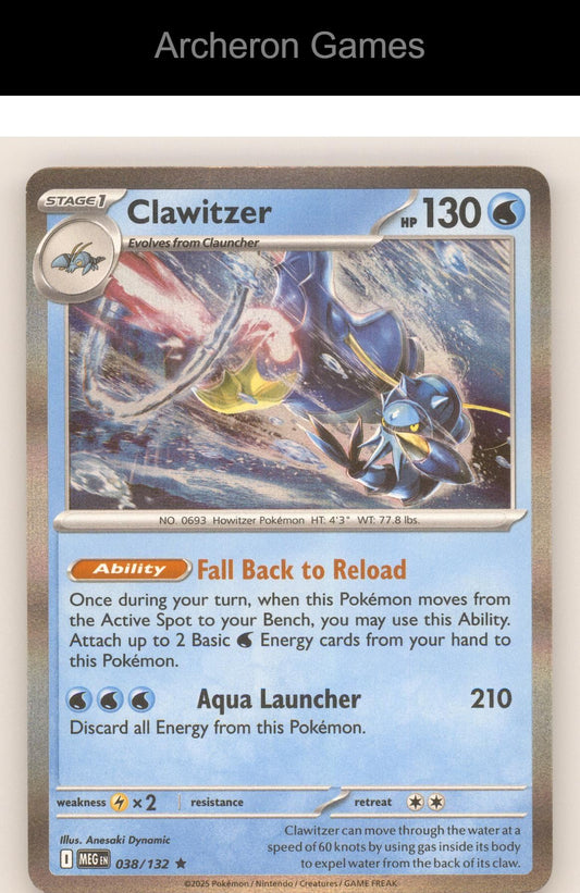 Pokemon Card Clawitzer (Cosmos Holo) MCAP 038/132 Miscellaneous Cards & Products