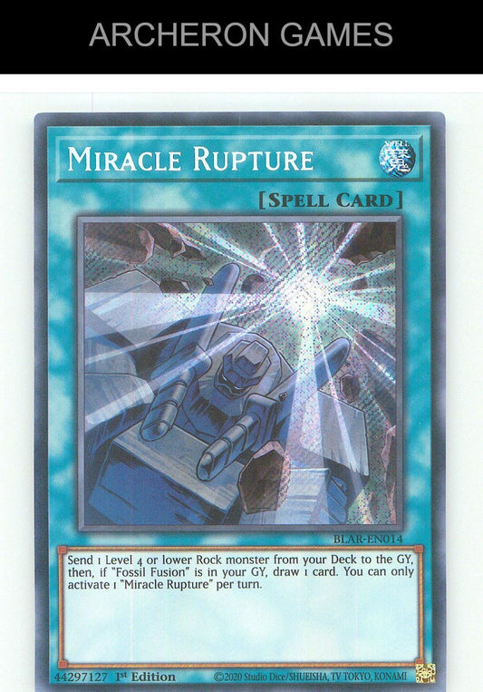 Miracle Rupture SEC YUGIOH Card 1st Edition