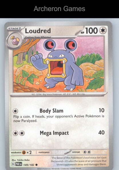 Pokemon Card Loudred PAR 149/182 C Paradox Rift