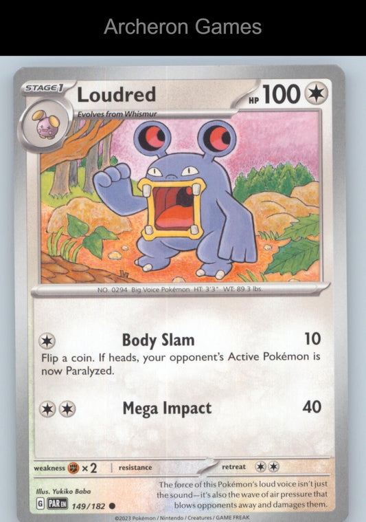 Pokemon Card Loudred PAR 149/182 C Paradox Rift