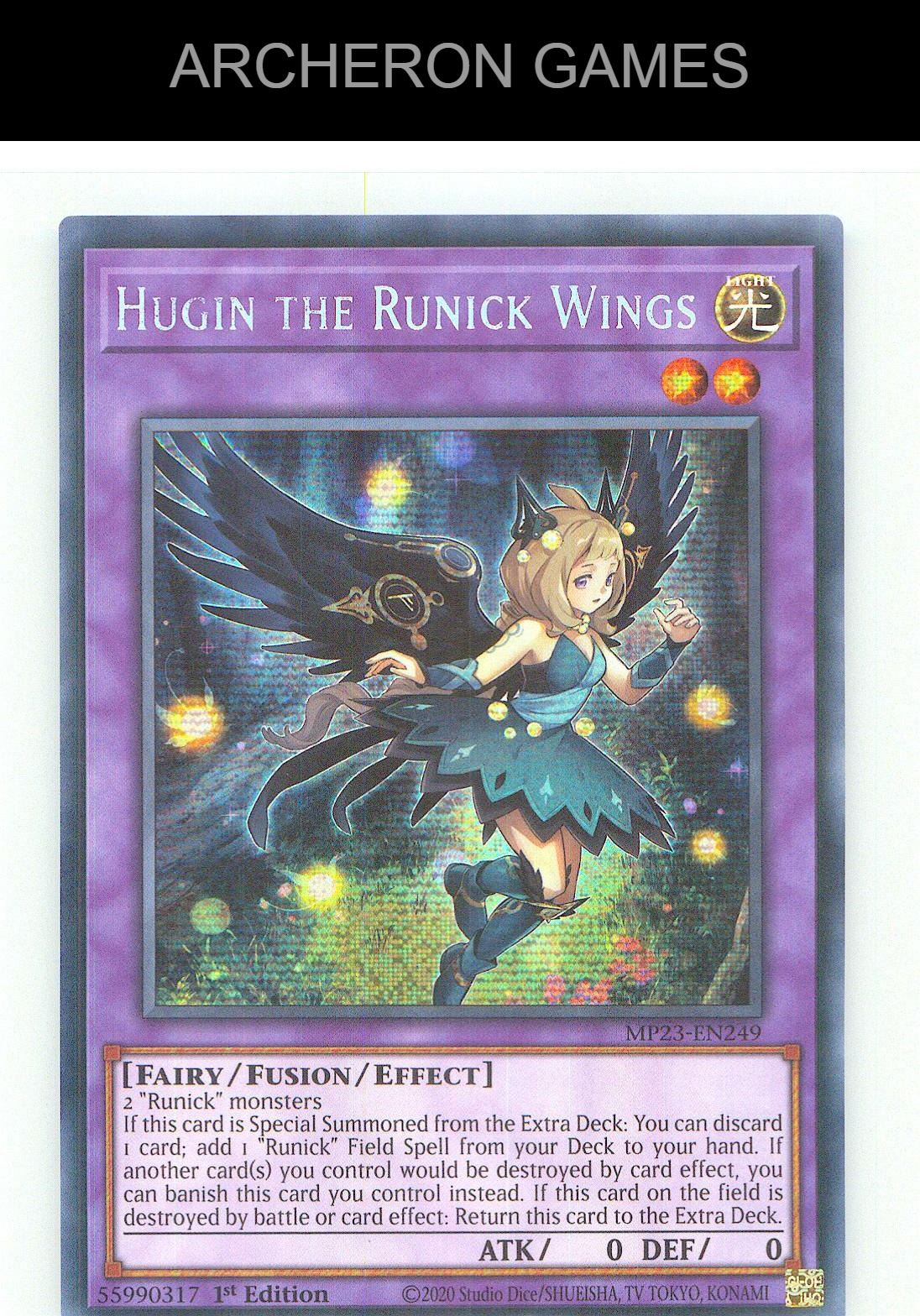 Hugin the Runick Wings Prismatic Secret Rare YUGIOH Card 1st Edition