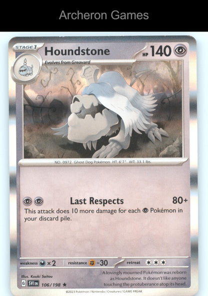 Pokemon Card Houndstone SVI 106/198 R Scarlet & Violet Holo
