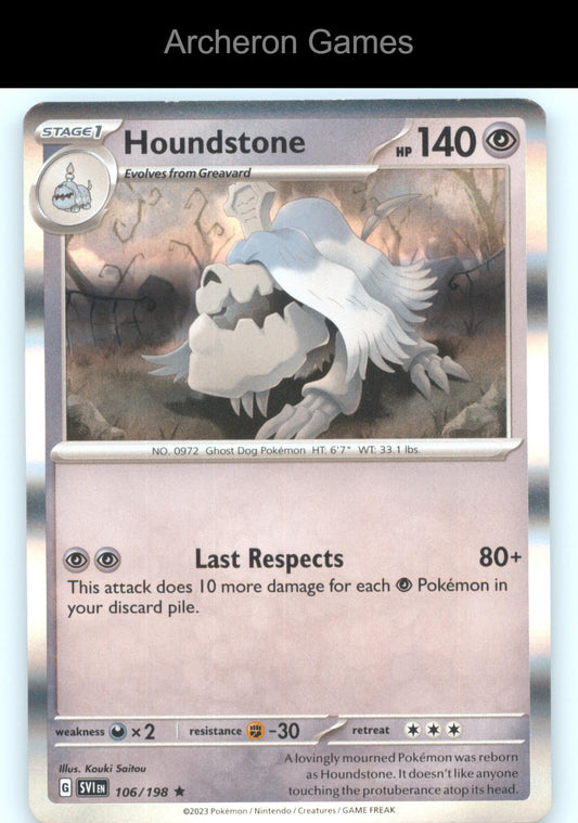 Pokemon Card Houndstone SVI 106/198 R Scarlet & Violet Holo