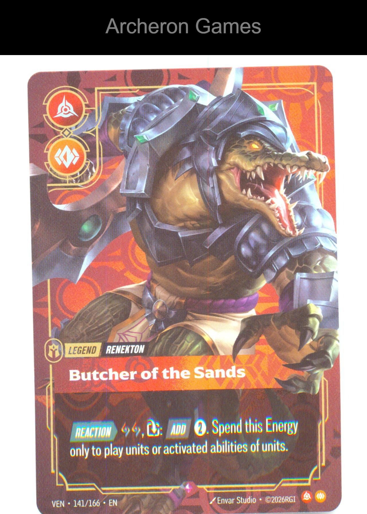 Renekton - Butcher of the Sands VEN 141/166 R Vendetta Riftbound Card Foil