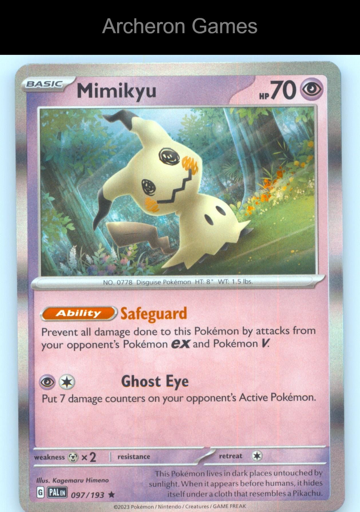Pokemon Card Mimikyu PAL 097/193 R Paldea Evolved Holo