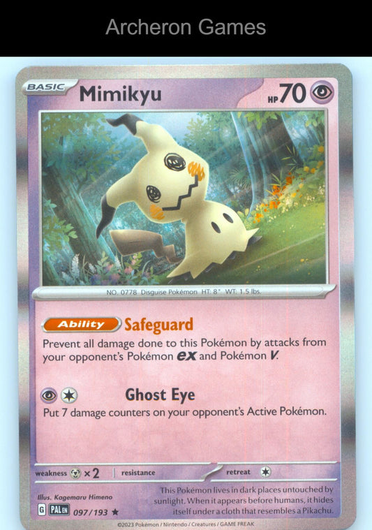 Pokemon Card Mimikyu PAL 097/193 R Paldea Evolved Holo