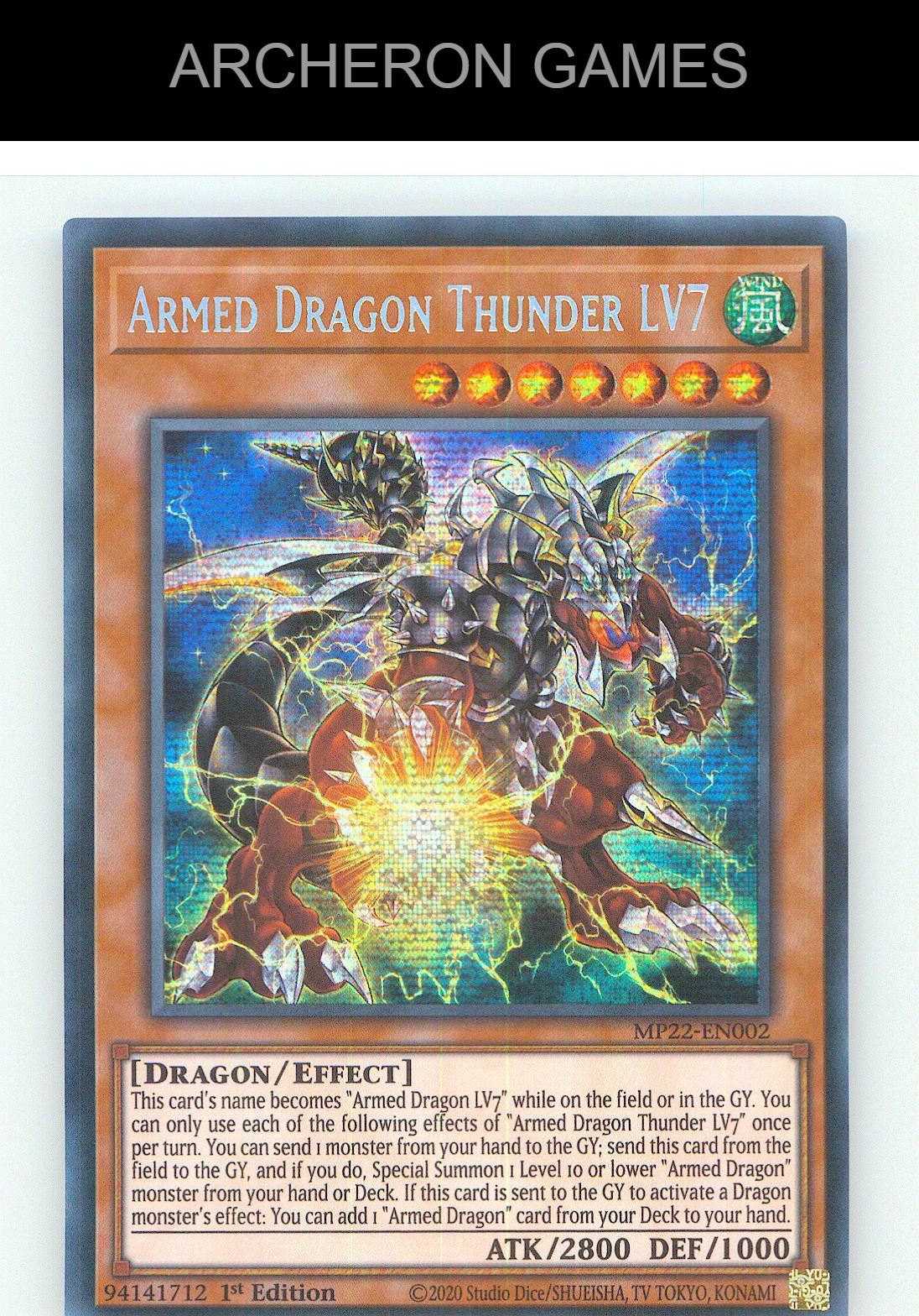 Armed Dragon Thunder LV7 Prismatic Secret Rare YUGIOH Card 1st Edition