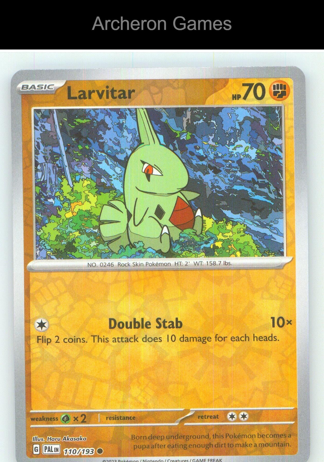 Pokemon Card Larvitar PAL 110/193 C Paldea Evolved Reverse Holo