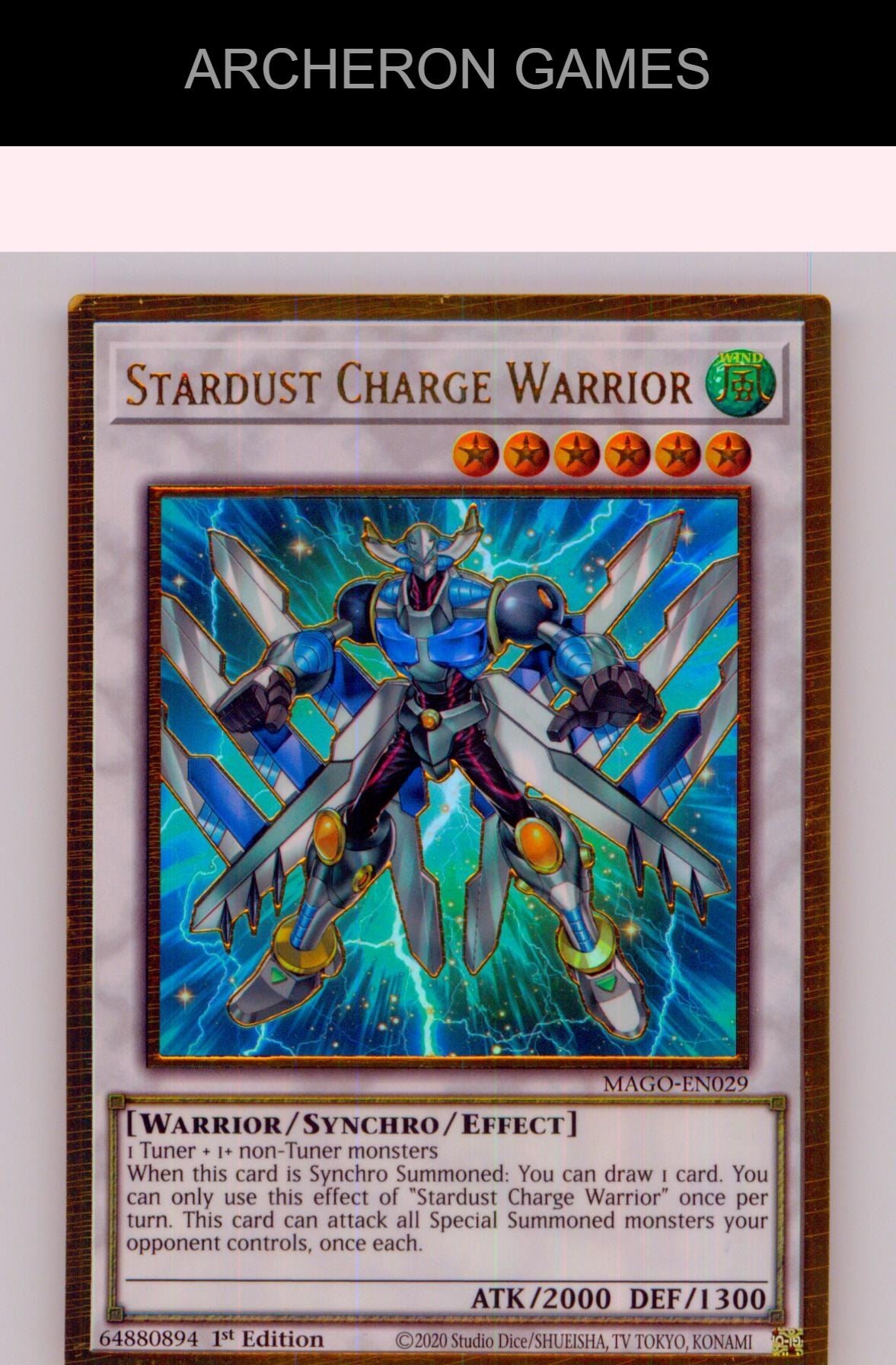 Stardust Charge Warrior Premium Gold Rare YUGIOH Card 1st Edition
