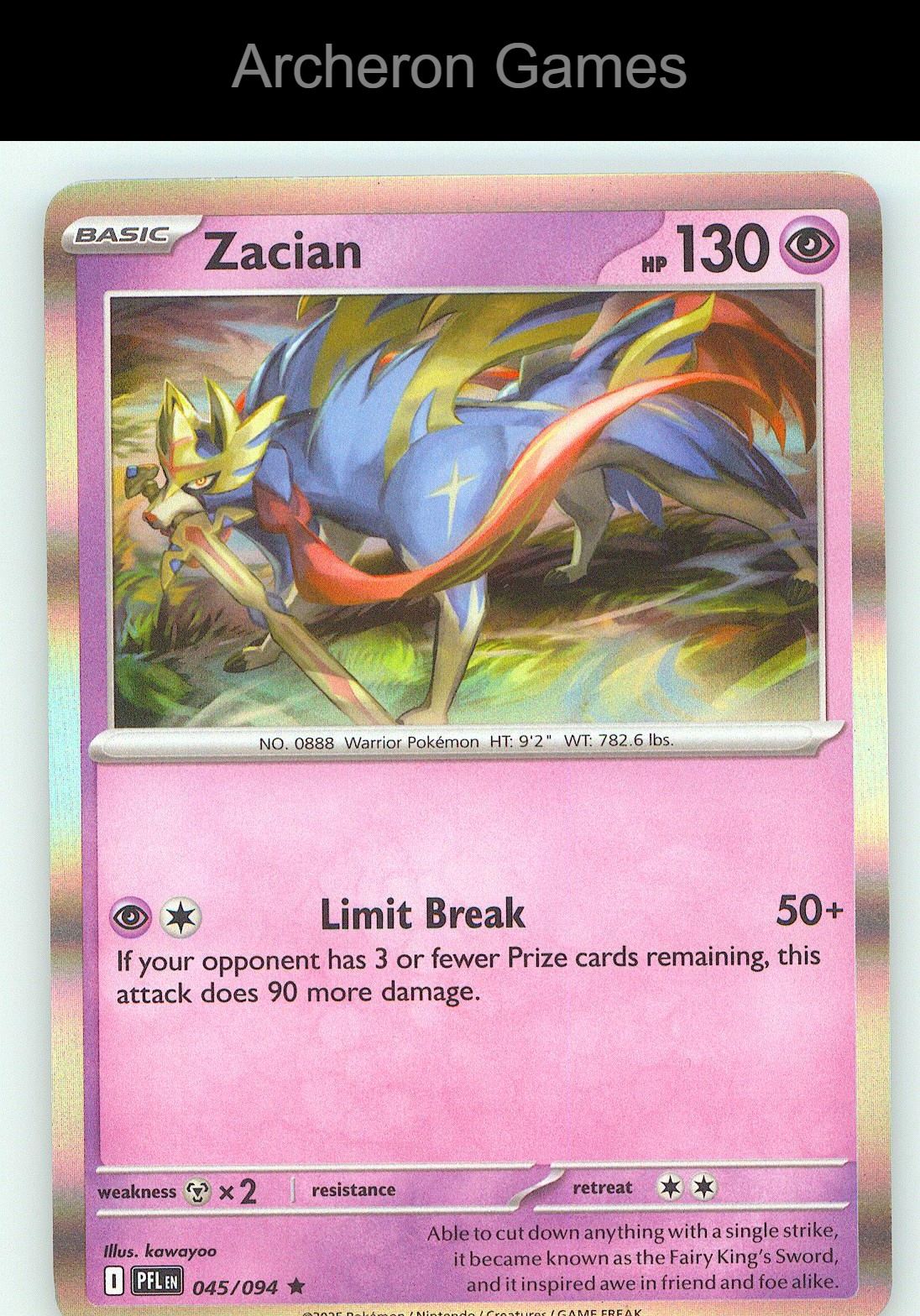 Pokemon Card Zacian PFL 045/094 R Phantasmal Flames Holo