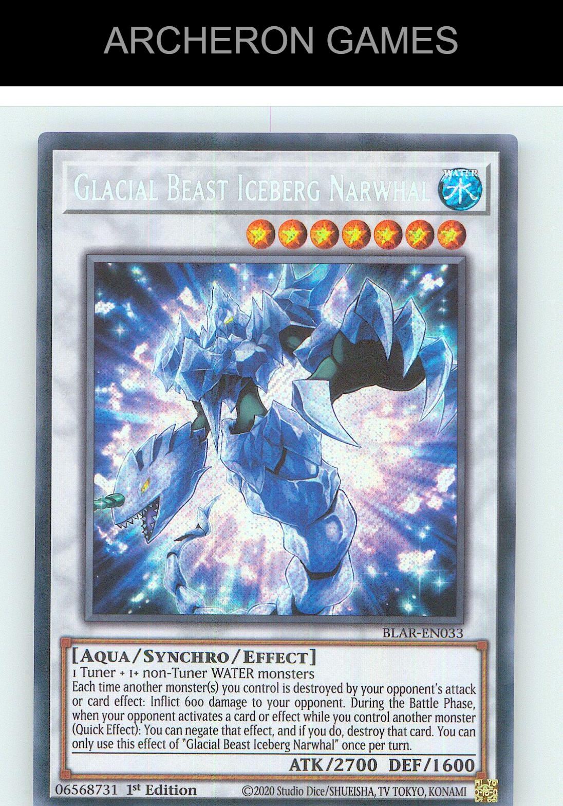 Glacial Beast Iceberg Narwhal SEC YUGIOH Card 1st Edition
