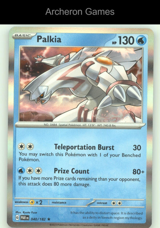 Pokemon Card Palkia PAR 040/182 R Paradox Rift Holo