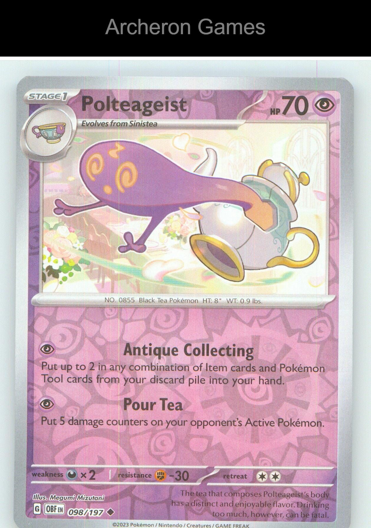 Pokemon Card Polteageist OBF 098/197 UC Obsidian Flames Reverse Holo