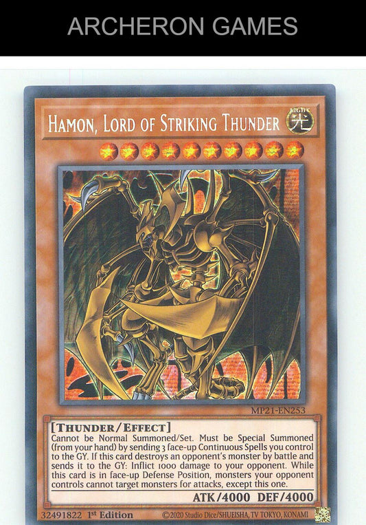 Hamon, Lord of Striking Thunder Prismatic Secret Rare YUGIOH Card 1st Edition