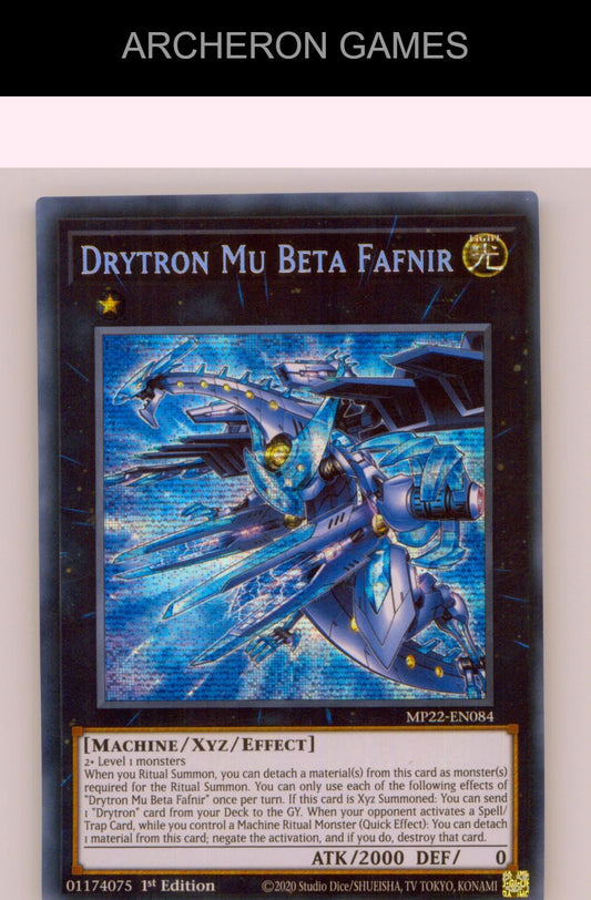 Drytron Mu Beta Fafnir Prismatic Secret Rare YUGIOH Card 1st Edition