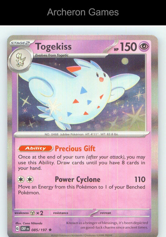 Pokemon Card Togekiss OBF 085/197 R Obsidian Flames Holo