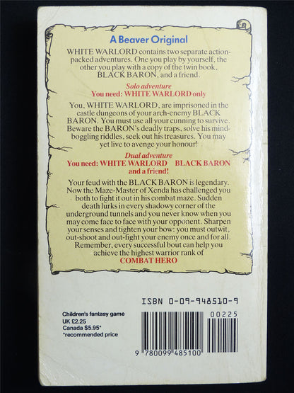 Combat Heroes: White Warlord by Joe Dever 1st ed - Vintage Adventure Novel Softback #M6