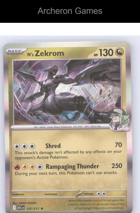 Pokemon Card N's Zekrom ASC 155/217 R Ascended Heroes Holo