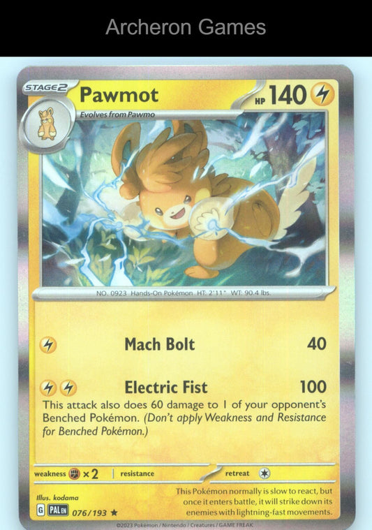 Pokemon Card Pawmot PAL 076/193 R Paldea Evolved Holo