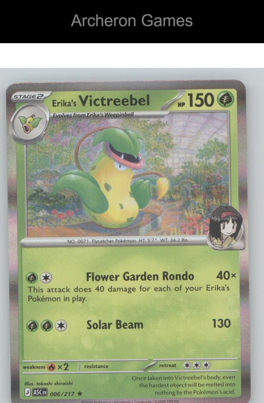 Pokemon Card Erika's Victreebel ASC 006/217 R Ascended Heroes Holo