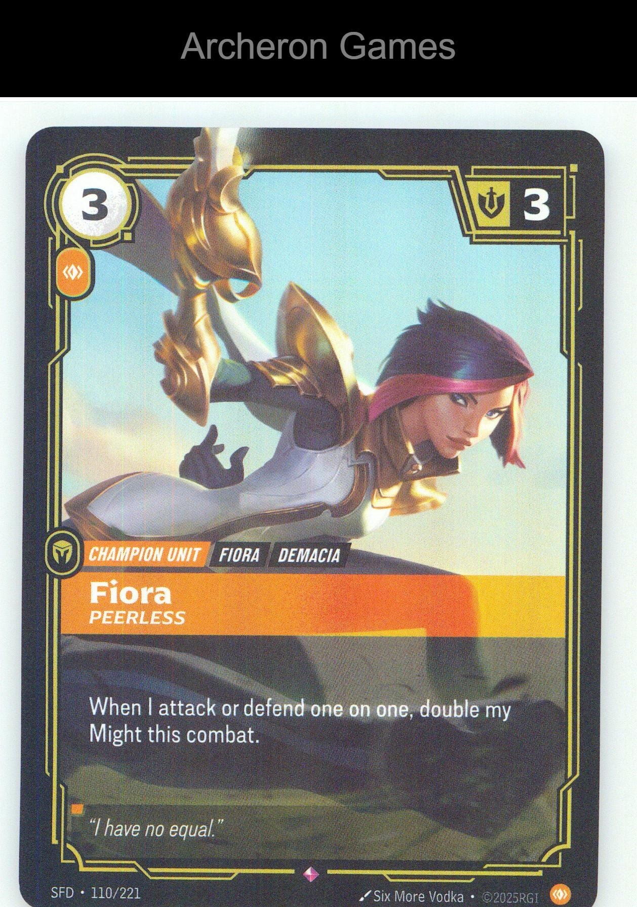 Fiora - Peerless SFD 110/221 R Spiritforged Riftbound Card Foil