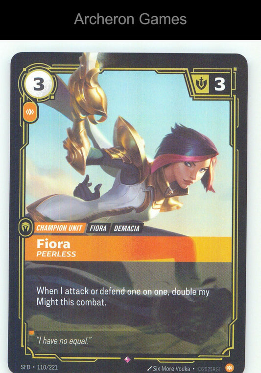 Fiora - Peerless SFD 110/221 R Spiritforged Riftbound Card Foil