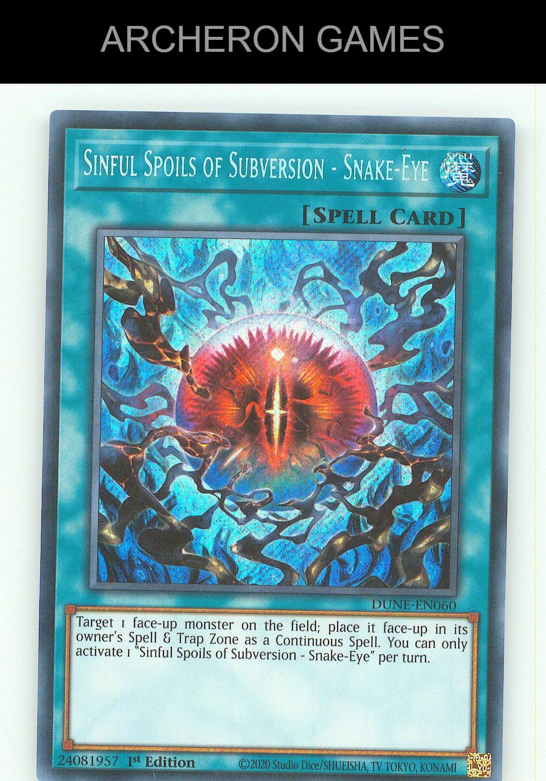 Sinful Spoils of Subversion - Snake-Eye SEC YUGIOH Card 1st Edition