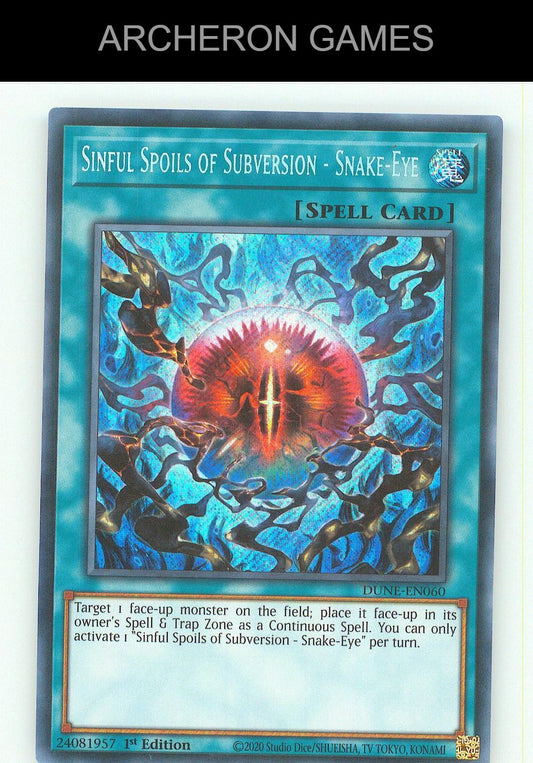 Sinful Spoils of Subversion - Snake-Eye SEC YUGIOH Card 1st Edition