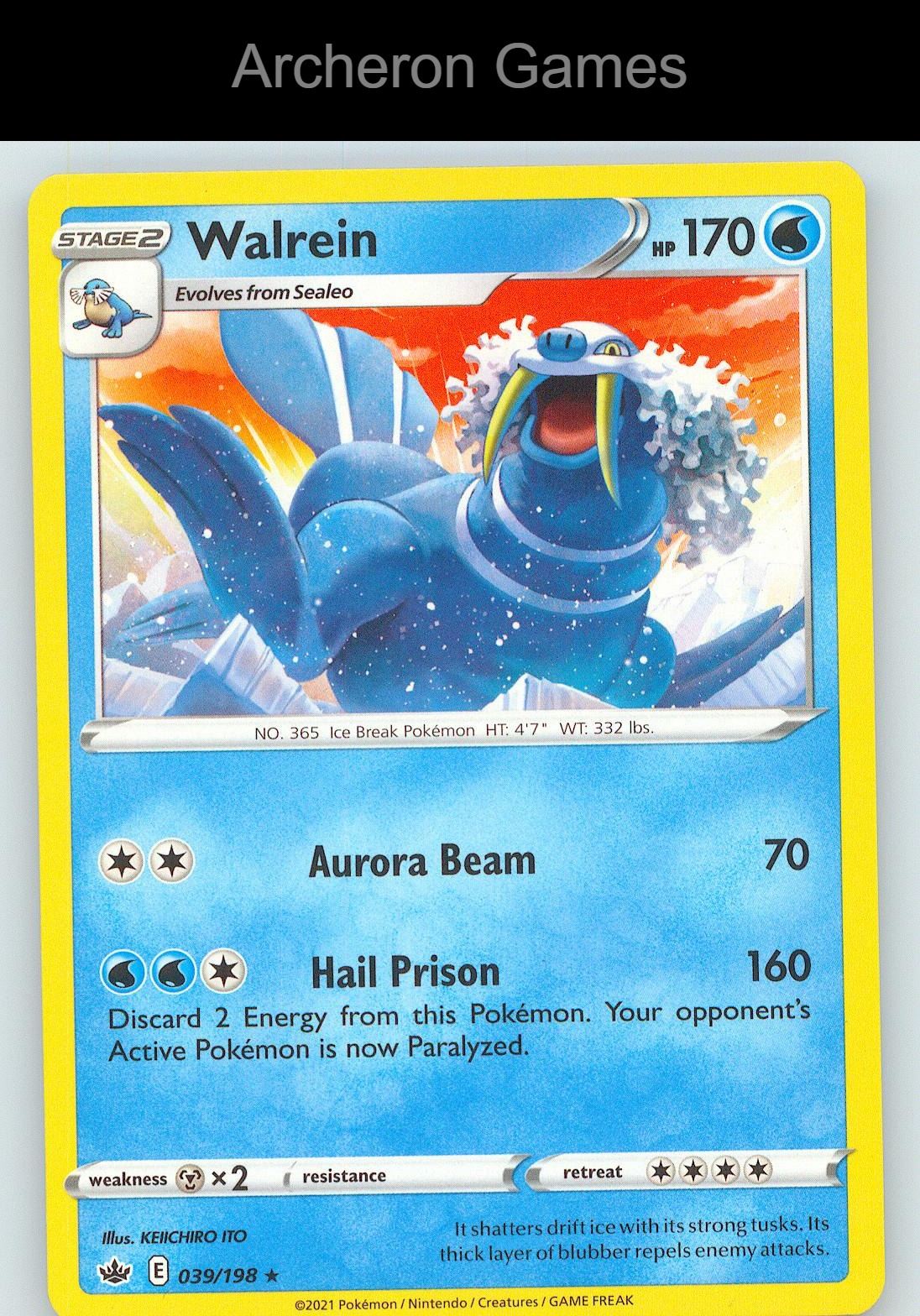 Pokemon Card Walrein CRE 039/198 R Chilling Reign