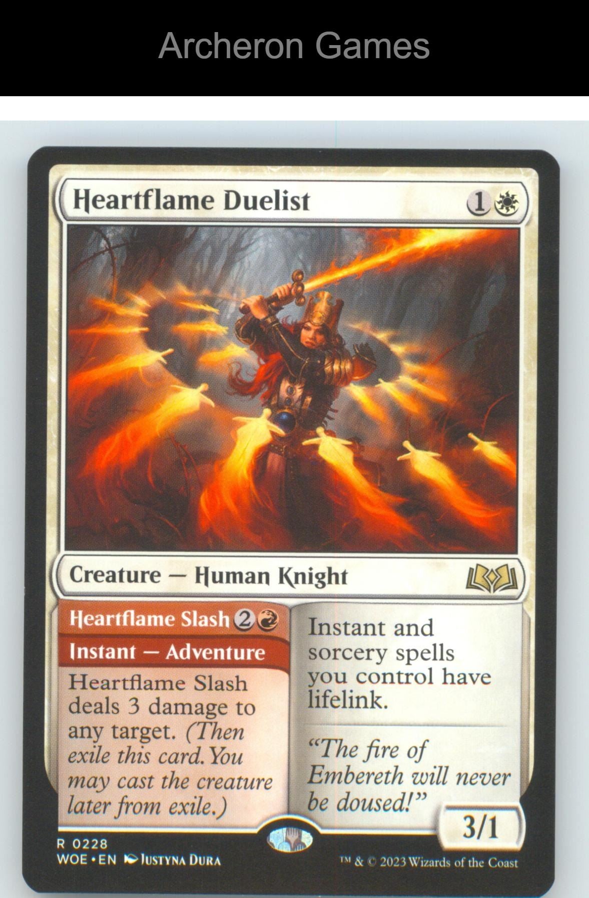 Heartflame Duelist WOE 228 R MTG Card NM/EX+
