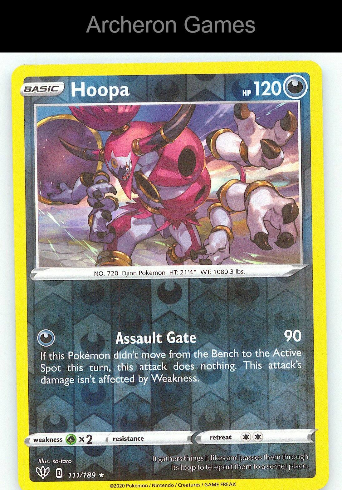 Pokemon Card Hoopa DAA 111/189 R Darkness Ablaze Reverse Holo
