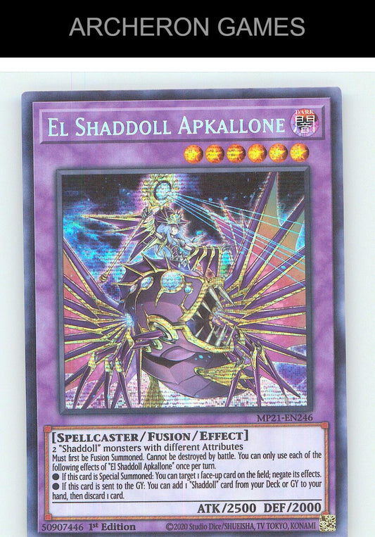 El Shaddoll Apkallone Prismatic Secret Rare YUGIOH Card 1st Edition