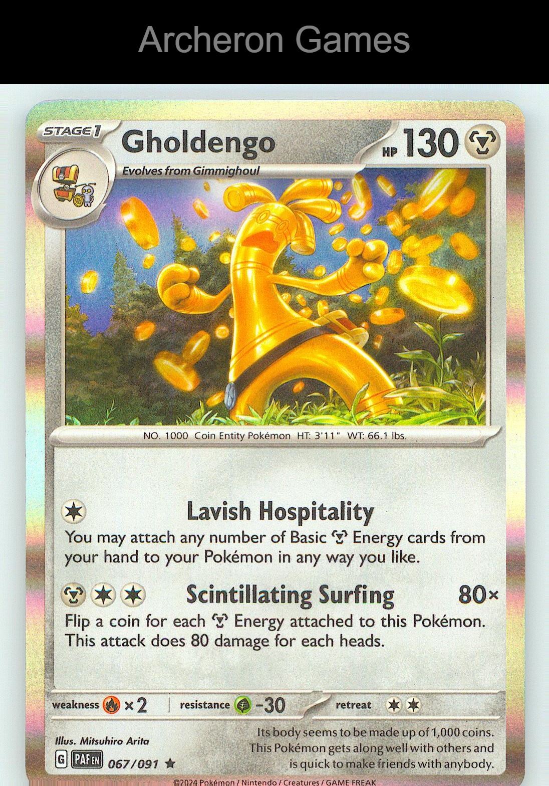Pokemon Card Gholdengo PAF 067/091 R Paldean Fates Holo