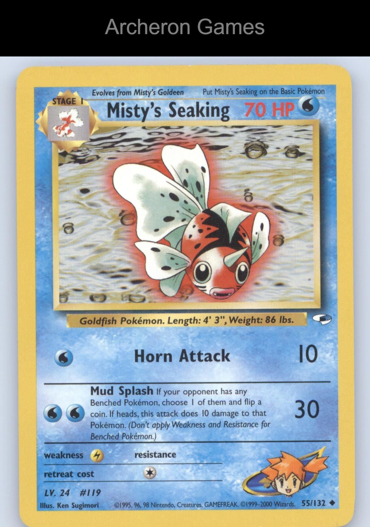 Pokemon Card Misty's Seaking G1 55/132 UC Gym Heroes Unlimited