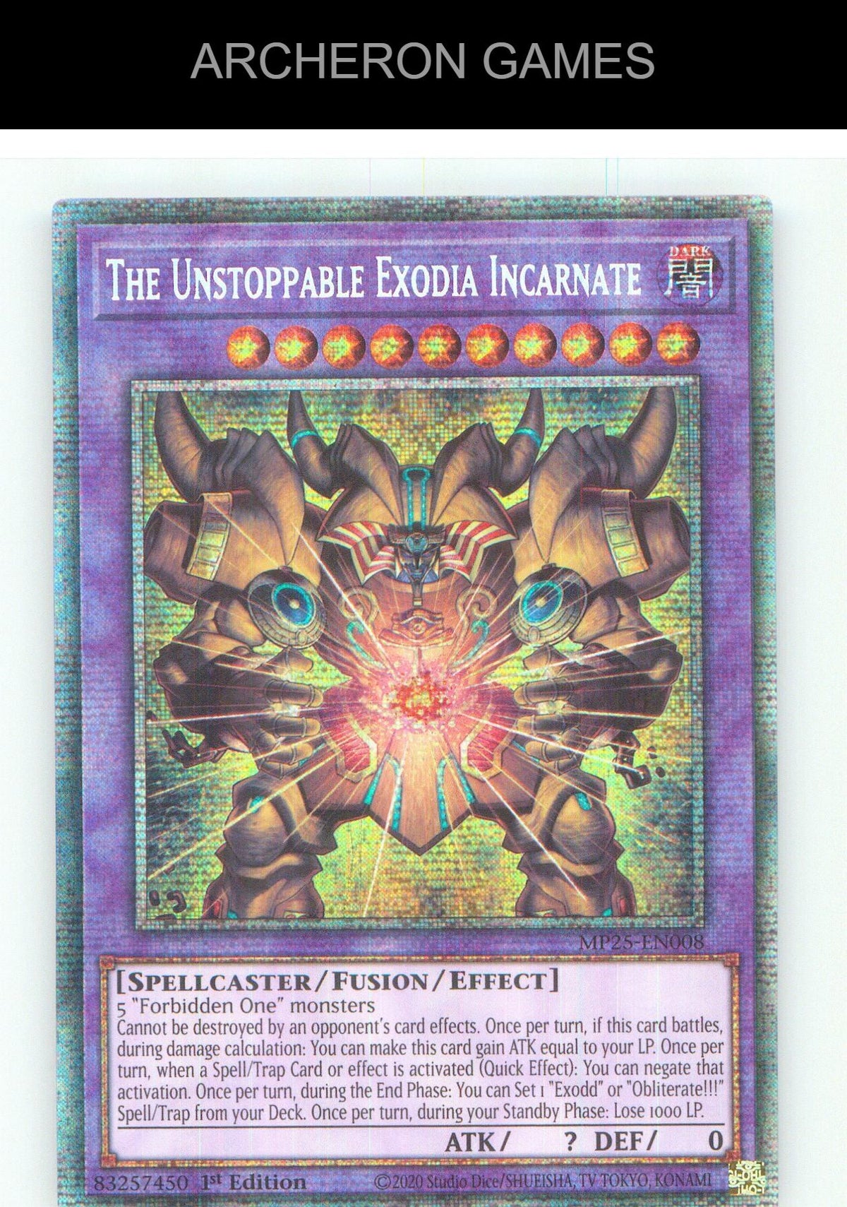 The Unstoppable Exodia Incarnate Starlight Rare YUGIOH Card 1st Edition