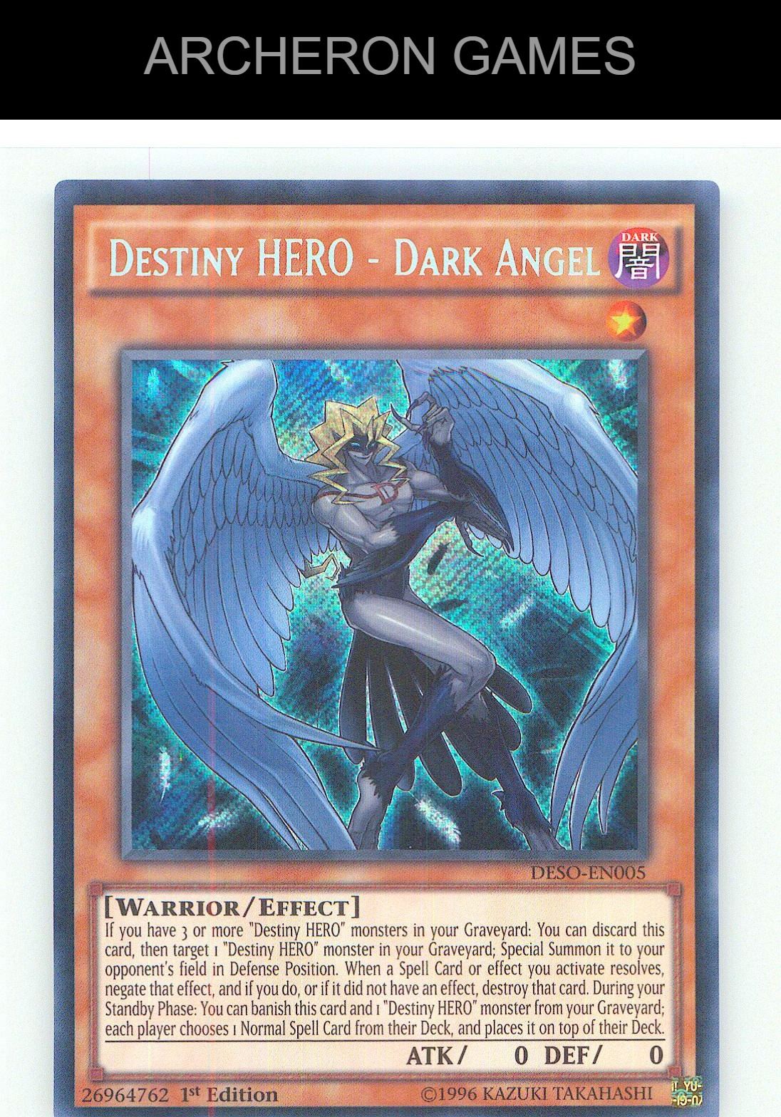 Destiny HERO - Dark Angel SEC YUGIOH Card 1st Edition