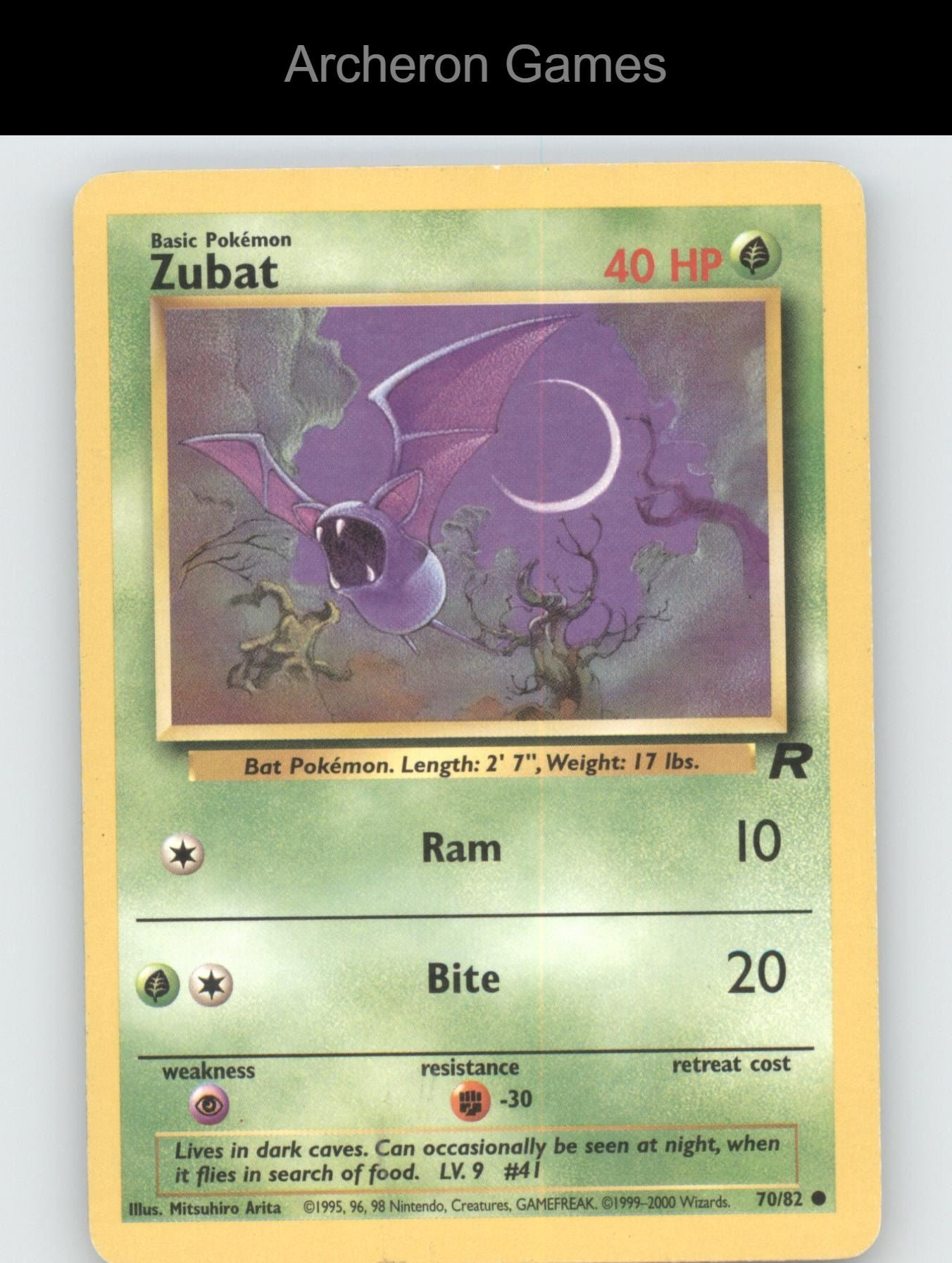 Pokemon Card Zubat TR 70/82 C Team Rocket Unlimited