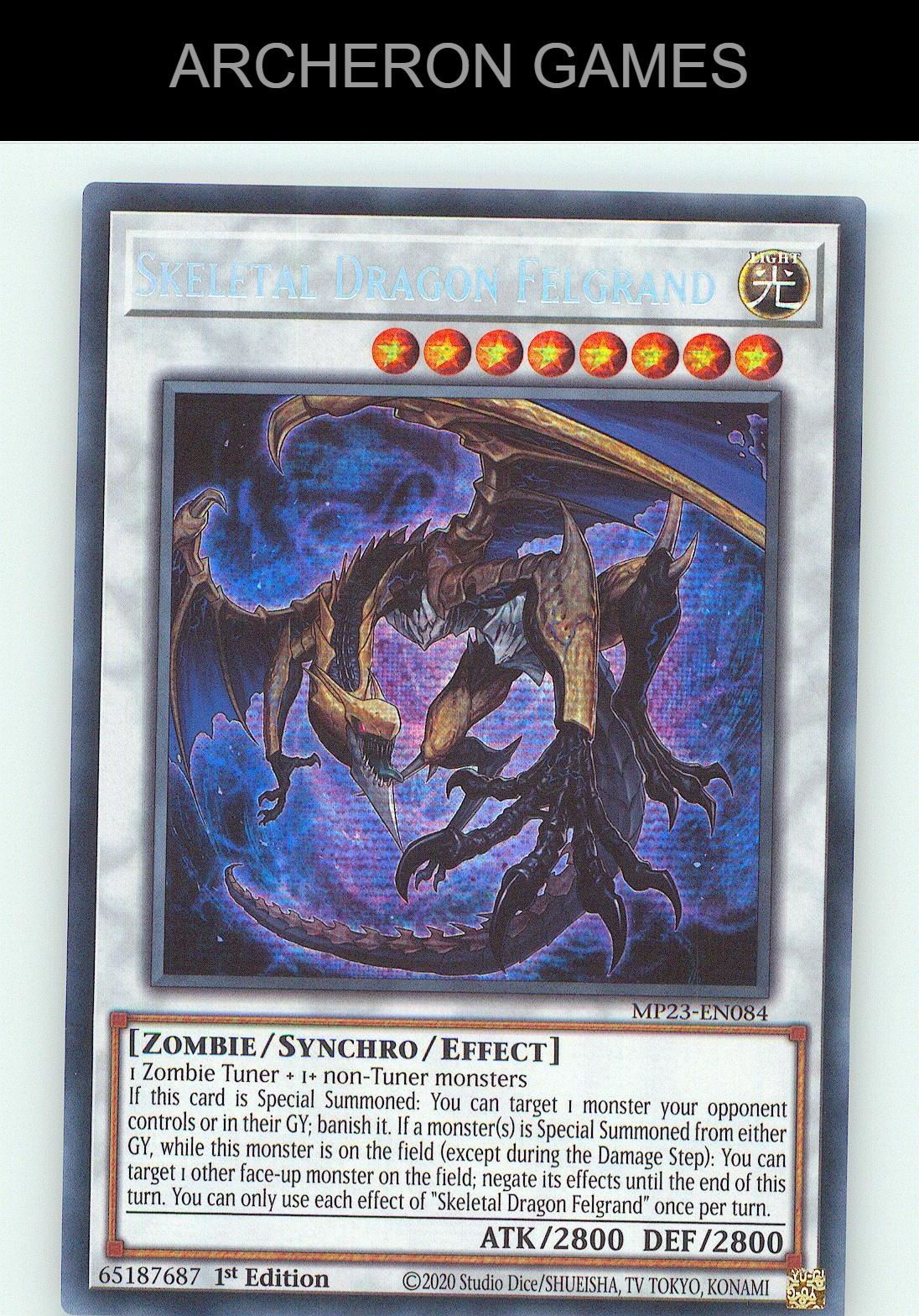 Skeletal Dragon Felgrand SEC YUGIOH Card