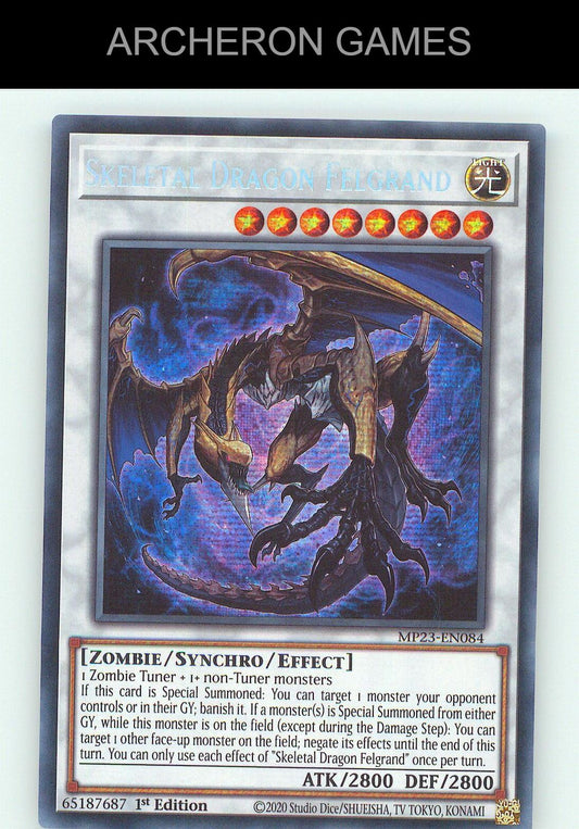 Skeletal Dragon Felgrand SEC YUGIOH Card