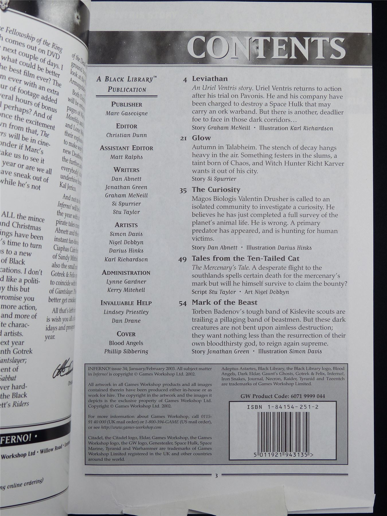 Inferno! Tales of Fantasy and Adventure #34 - Games Workshop Black Library Publication #1OC