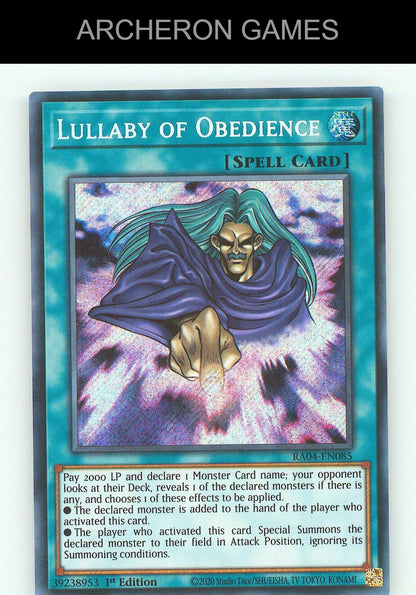 Lullaby of Obedience (PCR) SEC YUGIOH Card