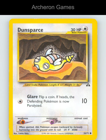 Pokemon Card Dunsparce N2 54/75 C Neo Discovery Unlimited