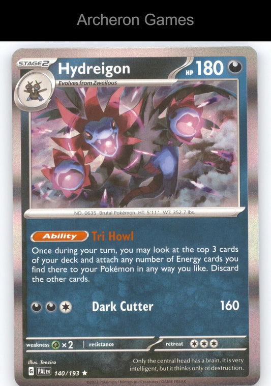 Pokemon Card Hydreigon PAL 140/193 R Paldea Evolved Holo