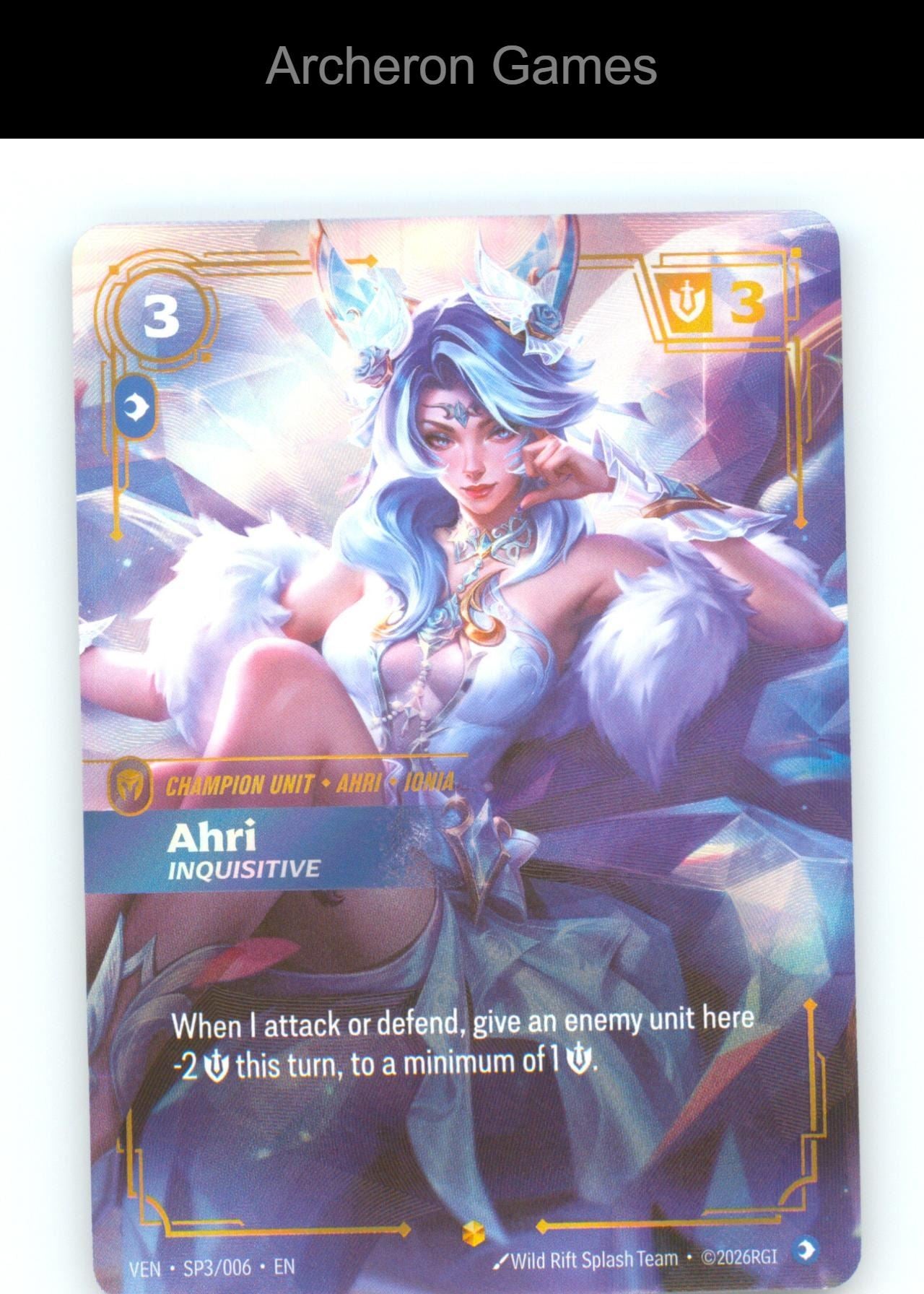 Ahri - Inquisitive VEN SP3/006 Showcase Vendetta Riftbound Card Foil
