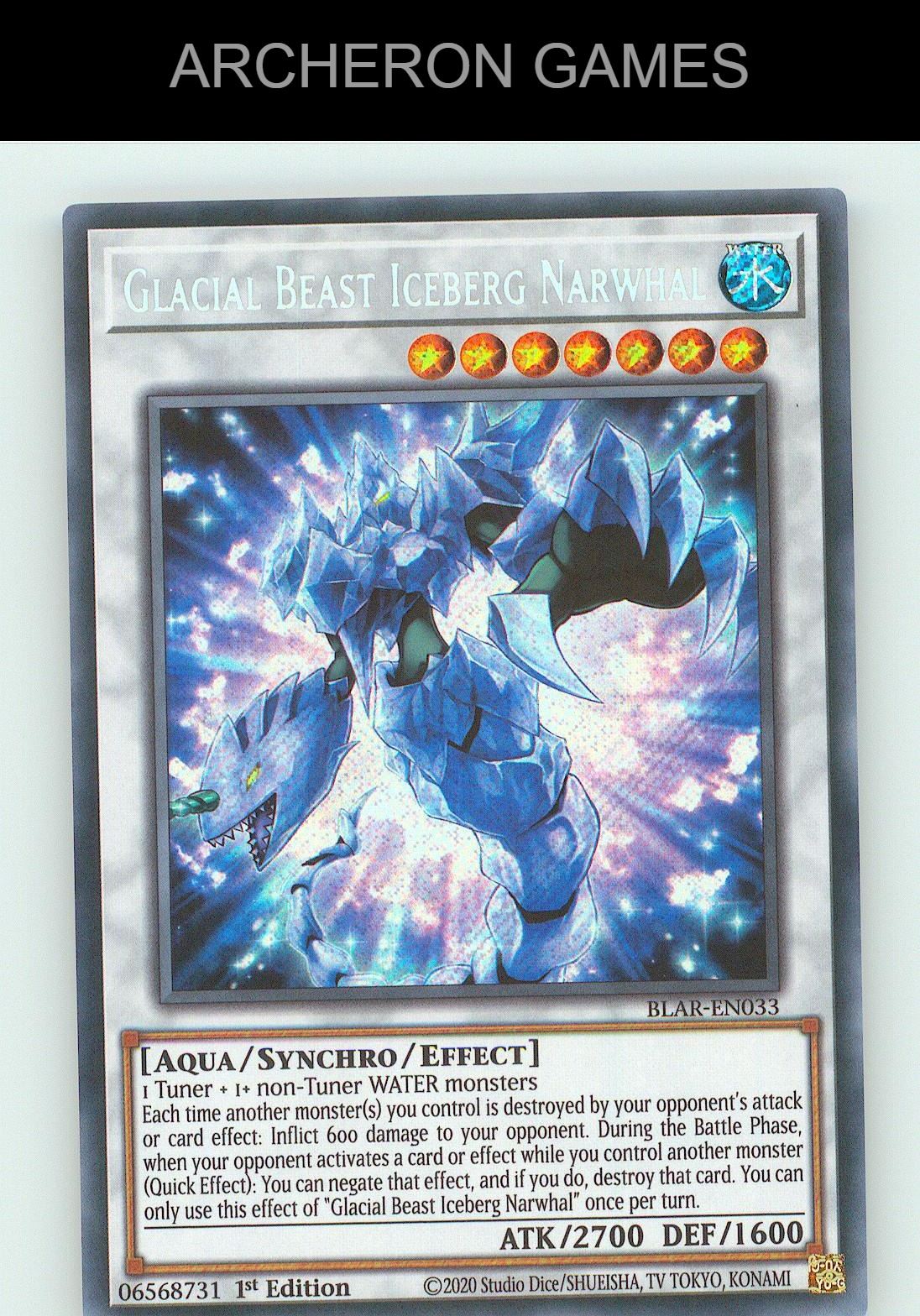 Glacial Beast Iceberg Narwhal SEC YUGIOH Card