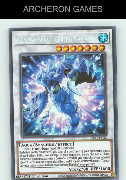 Glacial Beast Iceberg Narwhal SEC YUGIOH Card